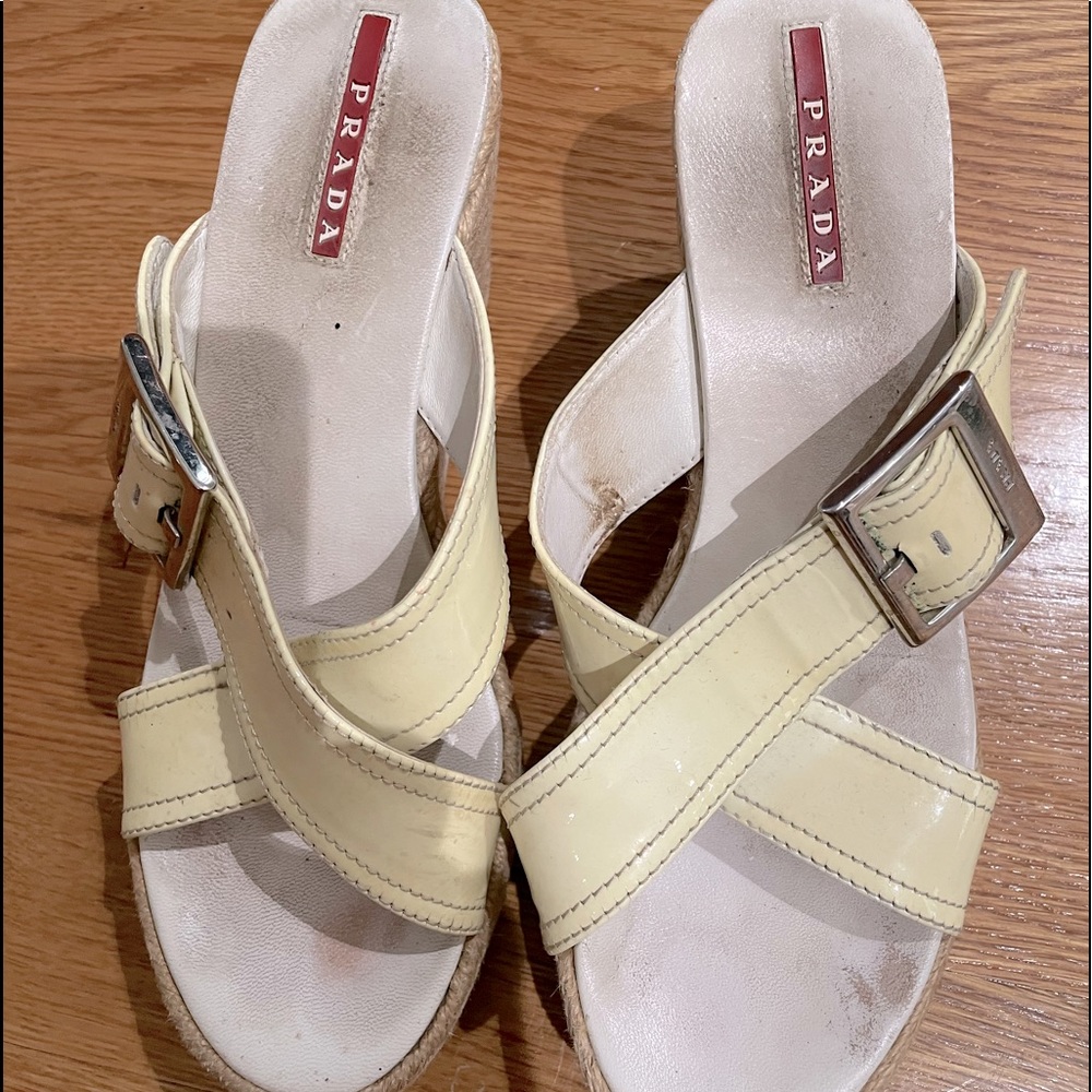 Prada 6.5 wedge sandals